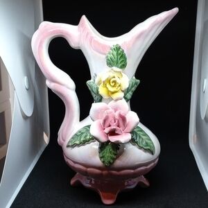 Vintage Taiwan Ceramic Vase – 8” Tall, Neutral Home Décor